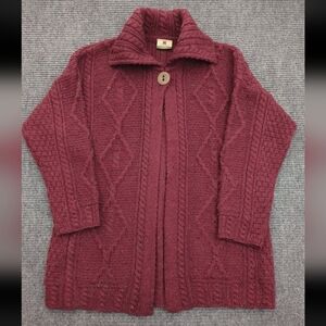 Carraigdonn Ireland Wool Cardigan Women's Single Button Size XL, Fisherman